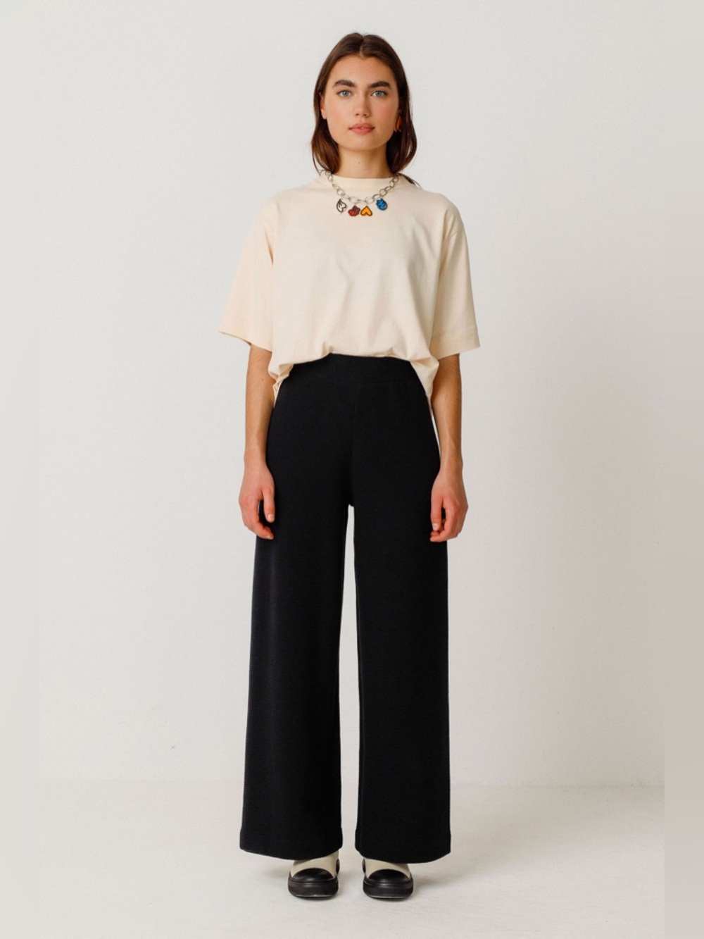 SKFK ASUA GOTS High-Rise Straight-Leg Pants in Black Organic Cotton size 6